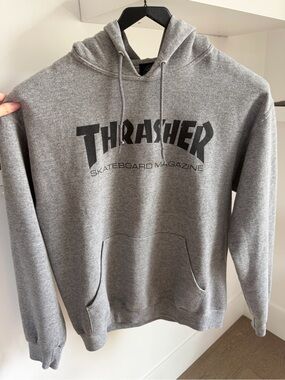 Thrasher Gray Pullover Hoodie with Black Logo